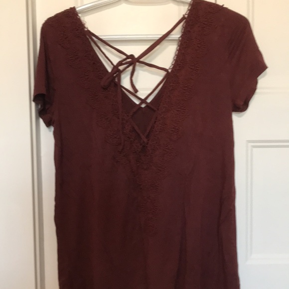Burgundy corset back blouse - Picture 3 of 4